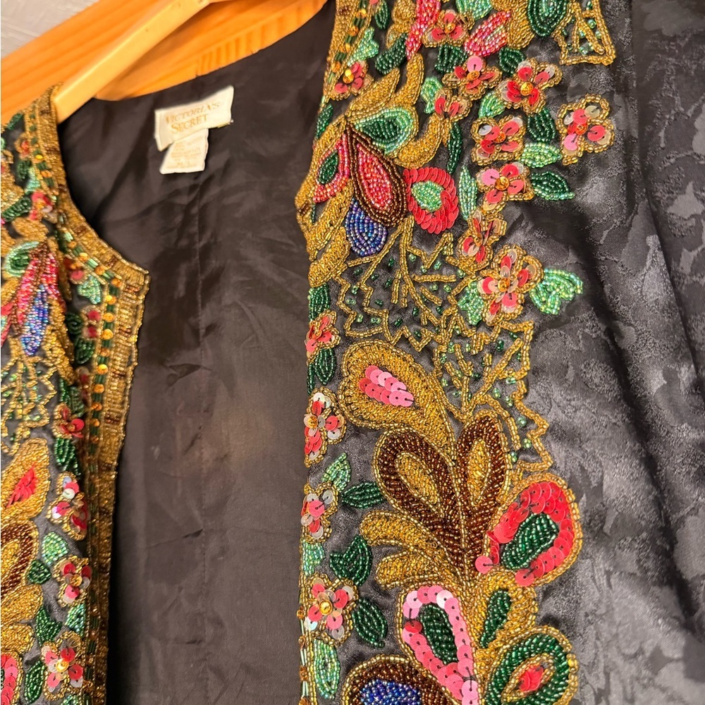Vintage Victoria’s Secret Beaded Cropped Jacket Embroidered Bolero - Picture 4 of 10